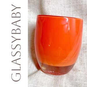 GlassyBaby Seattle Sunset Votive Candle Holder Orange HandBlown Glass Triskelion